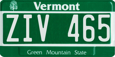 VT license plate ZIV465