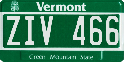 VT license plate ZIV466