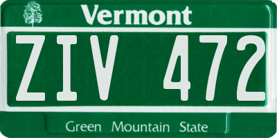 VT license plate ZIV472