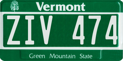 VT license plate ZIV474
