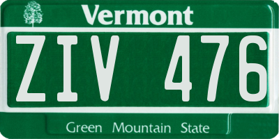 VT license plate ZIV476