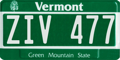 VT license plate ZIV477