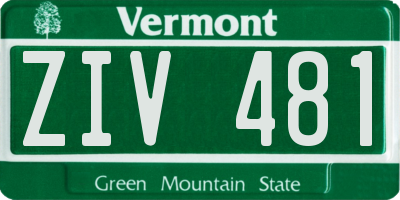 VT license plate ZIV481