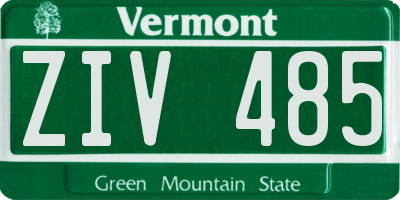 VT license plate ZIV485