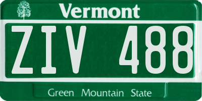 VT license plate ZIV488