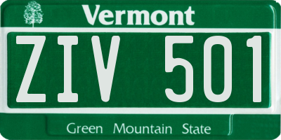 VT license plate ZIV501