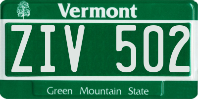 VT license plate ZIV502