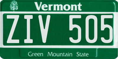 VT license plate ZIV505