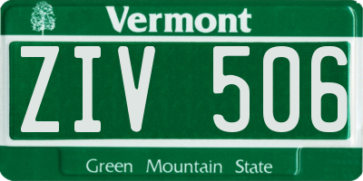 VT license plate ZIV506