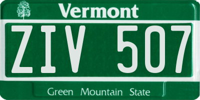 VT license plate ZIV507