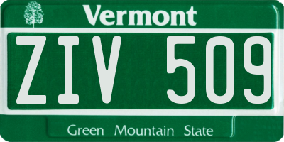 VT license plate ZIV509
