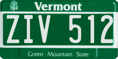 VT license plate ZIV512