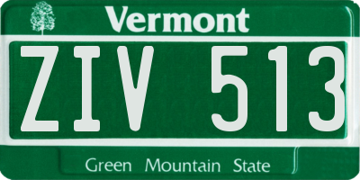 VT license plate ZIV513