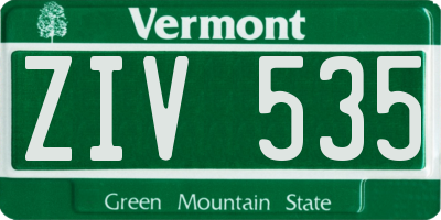 VT license plate ZIV535