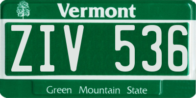 VT license plate ZIV536