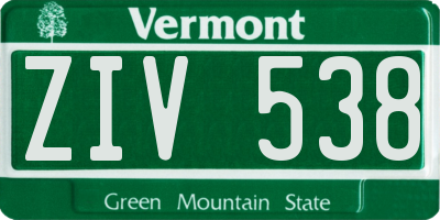 VT license plate ZIV538