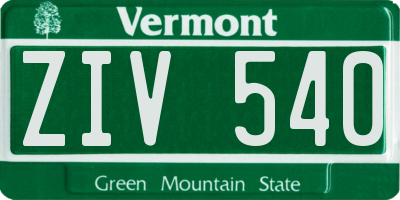 VT license plate ZIV540