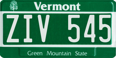 VT license plate ZIV545