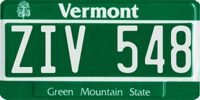 VT license plate ZIV548
