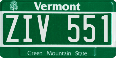 VT license plate ZIV551