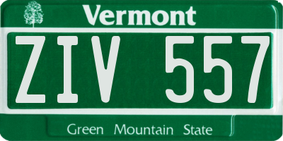 VT license plate ZIV557