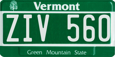 VT license plate ZIV560