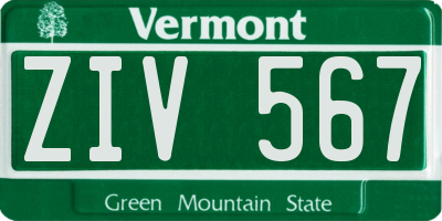 VT license plate ZIV567