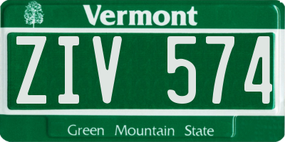 VT license plate ZIV574