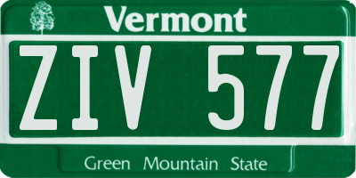 VT license plate ZIV577