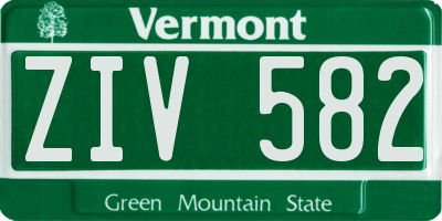 VT license plate ZIV582