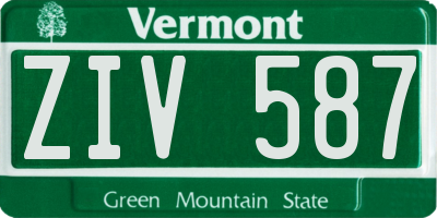 VT license plate ZIV587