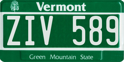VT license plate ZIV589