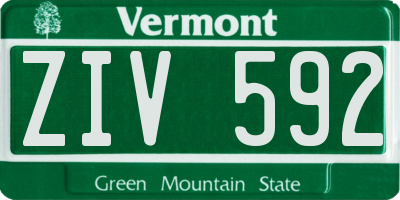 VT license plate ZIV592