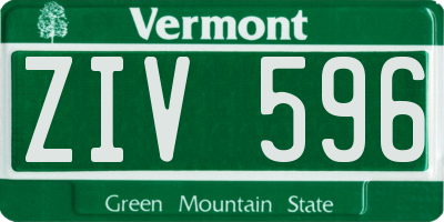 VT license plate ZIV596