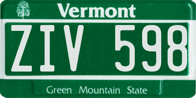 VT license plate ZIV598
