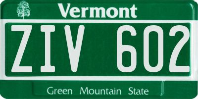 VT license plate ZIV602