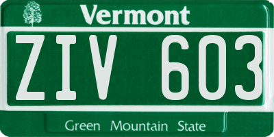 VT license plate ZIV603