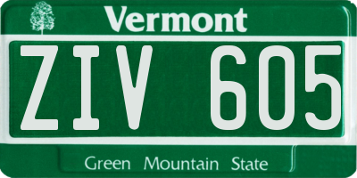 VT license plate ZIV605