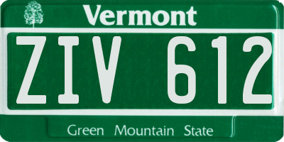 VT license plate ZIV612