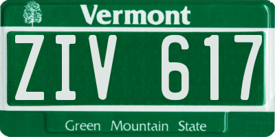 VT license plate ZIV617