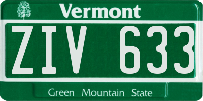 VT license plate ZIV633