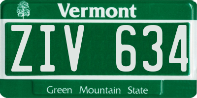 VT license plate ZIV634