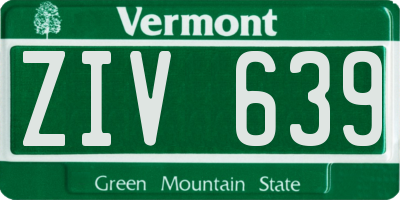 VT license plate ZIV639