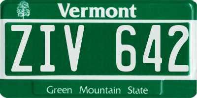 VT license plate ZIV642