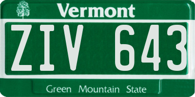 VT license plate ZIV643
