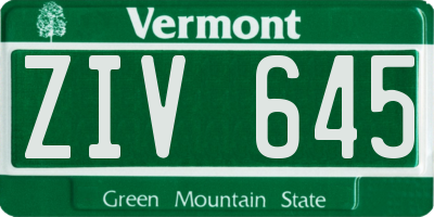 VT license plate ZIV645