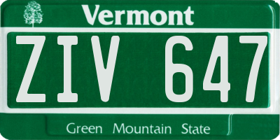 VT license plate ZIV647