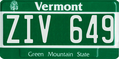 VT license plate ZIV649