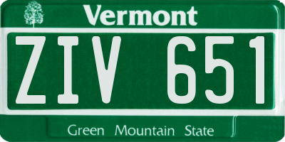 VT license plate ZIV651