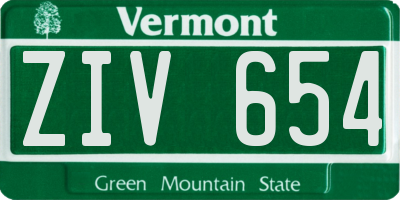 VT license plate ZIV654